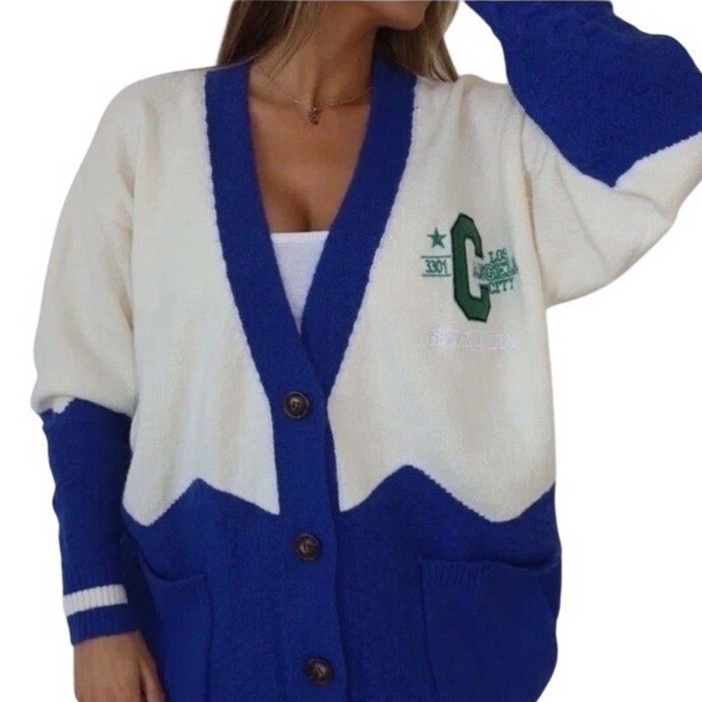 Klesis Varsity Cardigan California Los Angeles Embroidered ML Oversize